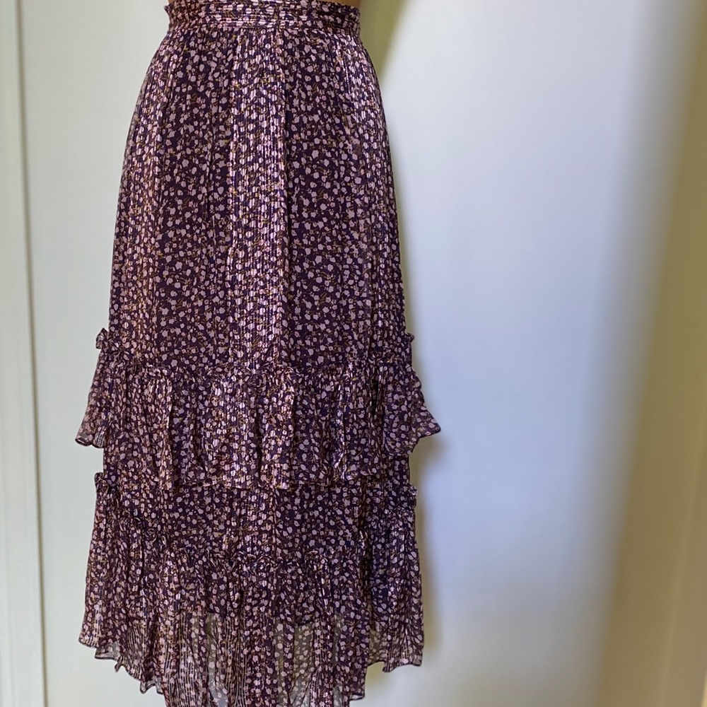 Ulla Johnson Cocoa Ruffled Silk Chiffon Skirt sz 6 - Picture 11 of 15